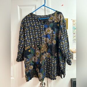 90s Whimsygoth cottage printed top - floral top size xl American vintage